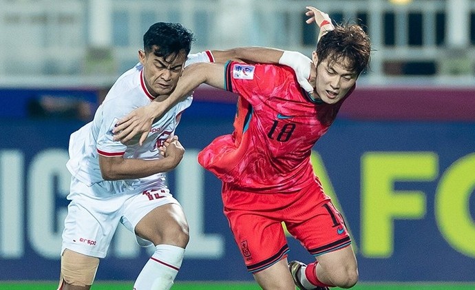 U23 Hàn Quốc thua U23 Indonesia ở tứ kết U23 châu Á.