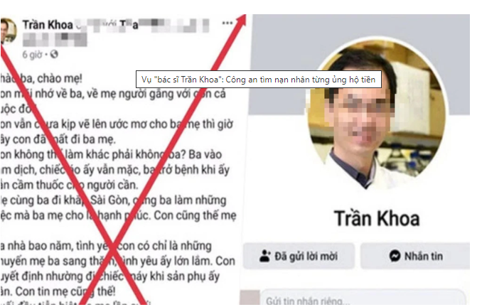 Thông tin đăng tải sai sự thật trên trang Facebook cá nhân Trần Khoa.