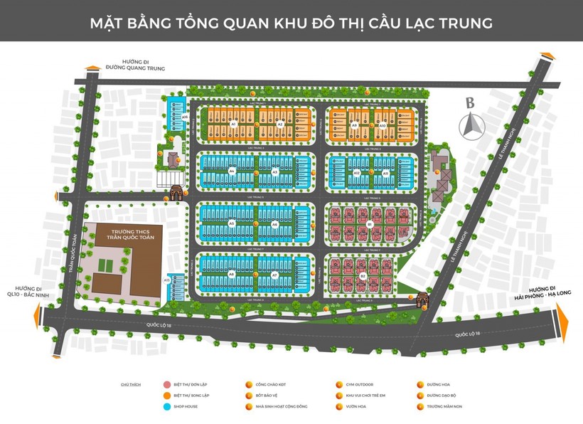 Bản đồ tổng quan dự án Khu dân cư cầu Lạc Trung.