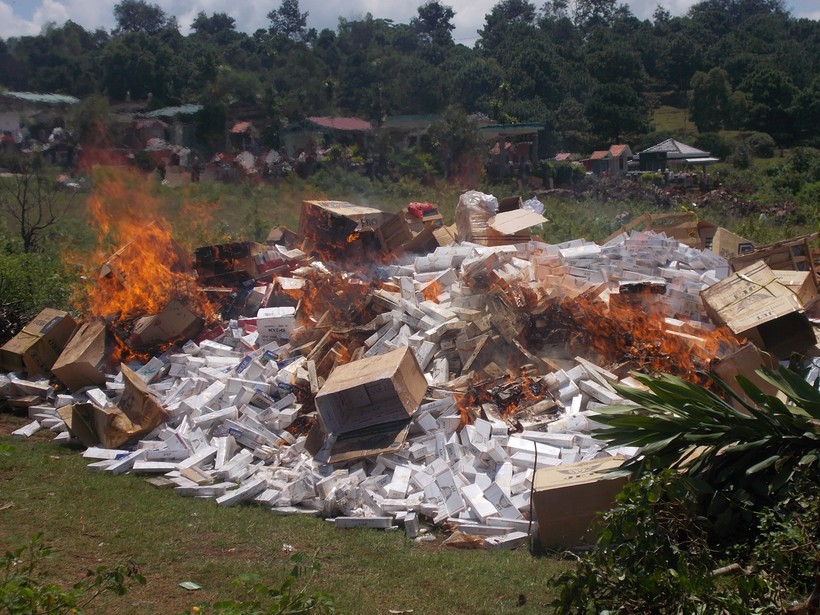 Gia Lai:  Hơn 87.000 bao thuốc lá bị tiêu hủy
