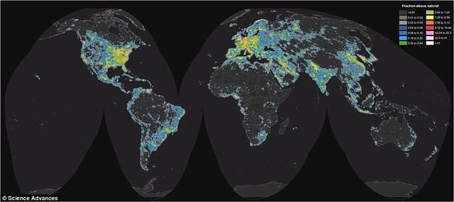 Ô nhiễm ánh sáng ảnh hưởng  đến 80% dân số toàn cầu
