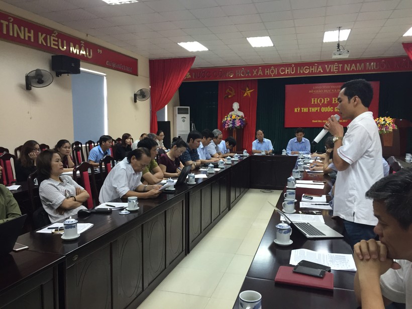 Toàn cảnh buổi họp báo kỳ thi THPT quốc gia năm 2017 tại Thanh Hóa, sáng ngày 15/6.