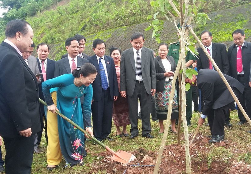 Đoàn đại biểu cấp cao hai nước Việt Nam – Lào trồng cây lưu niệm tại cửa khẩu Quốc tế Cha Lo (Quảng Bình)