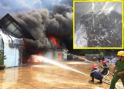  Bình Định: Cháy kho hàng nệm mút, thiệt hại hàng trăm tỉ đồng