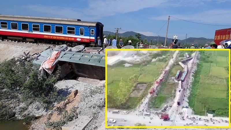 Toàn cảnh hiện trường vụ tai nạn tàu hỏa khiến 10 người thương vong ở Thanh Hóa