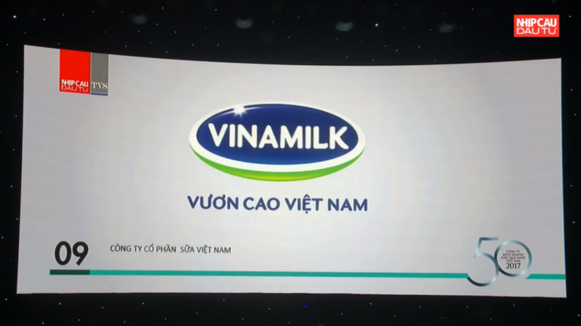  Hình ảnh logo Vinamilk xuất hiện trên màn hình Lễ trao giải.

​