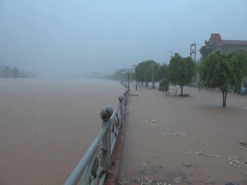 Nước lũ dâng cao khiến 3 tỉnh lộ dẫn vào trung tâm huyện Ba Chẽ bị chia cắt hoàn toàn