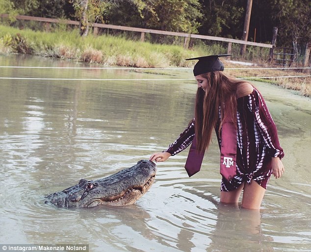 Nữ sinh nhảy vào hồ để chụp ảnh tốt nghiệp cùng... cá sấu “khủng”