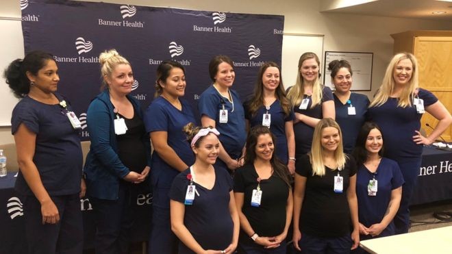16 y tá làm việc chung một bộ phận mang thai cùng lúc
