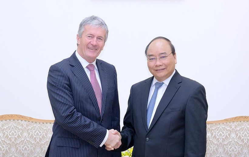 Thủ tướng Nguyễn Xuân Phúc và ông Damien O"Connor tại buổi tiếp