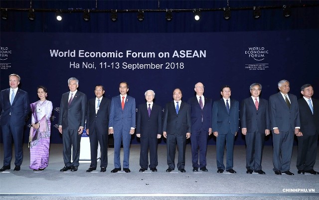 Tổng Bí thư Nguyễn Phú Trọng cùng các đại biểu dự Hội nghị WEF ASEAN 2018