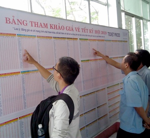 Khách hàng đến ga Sài Gòn để tìm hiểu thông tin và đặt vé về quê trong dịp Tết Kỷ Hợi 2019