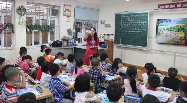 Nhiều trường học của Hà Nội đã được đầu tư, xây mới. Ảnh: Một lớp học của Trường Tiểu học Khương Mai (Thanh Xuân) - Ảnh: Sỹ Điền