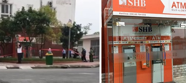 Hiện trường vụ đặt mìn tại cây ATM của Ngân hàng SHB