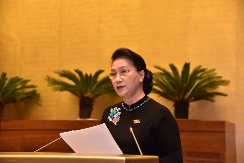 Chủ tịch Quốc hội Nguyễn Thị Kim Ngân phát biểu kết luận phiên chất vấn tại Kỳ họp thứ 6, Quốc hội khóa XIV. Ảnh: Lâm Hiển