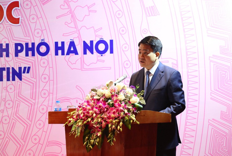 Chủ tịch UBND thành phố Hà Nội Nguyễn Đức Chung phát biểu tại Hội thảo
