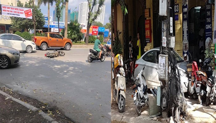 Nam sinh cấp 3 lái xe hơi tông hàng loạt xe máy ở Hà Nội