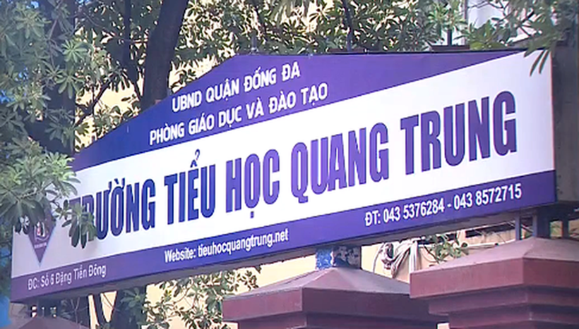 Trường Tiểu học Quang Trung (Đống Đa, Hà Nội), nơi xảy ra sự việc đáng tiếc đang gây xôn xao dư luận