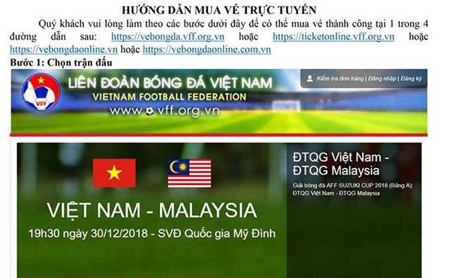 Hướng dẫn mua vé online trận chung kết AFF Cup 2018 giữa Việt Nam vs Malaysia