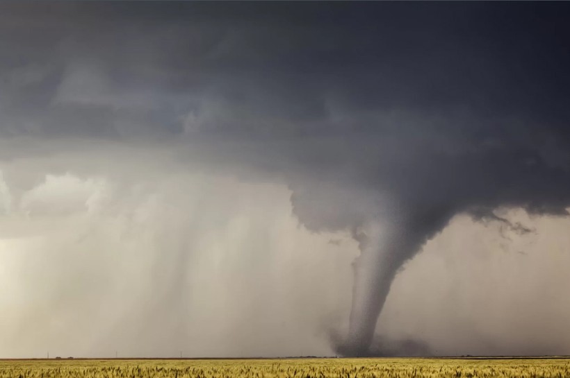 Một cơn lốc xoáy cắt ngang qua cánh đồng ở Minneola, Kansas (Mỹ) ngày 24/5/2016 (ảnh được chụp bởi chuyên gia săn bão Jason Weingart)
