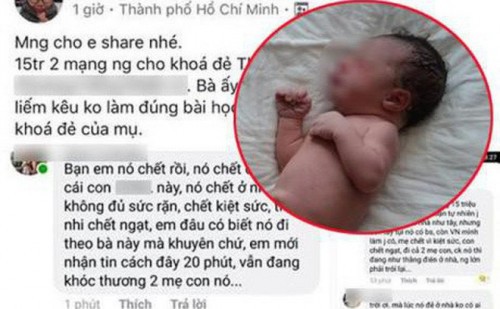 Thông tin 2 mẹ con chết khi đẻ “thuận tự nhiên" đăng tải trên mạng xã hội chiều 14/3 gây hoang mang dư luận.