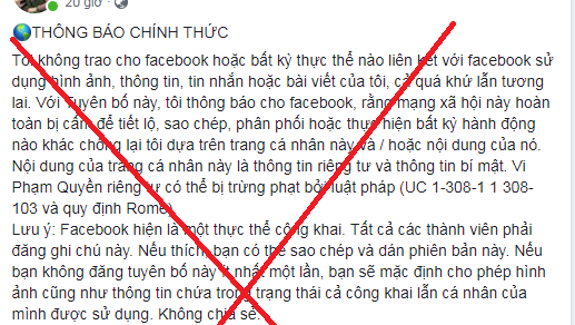 Người dùng Facebook Việt sập bẫy trò lừa đảo đăng tải lại status bảo vệ thông tin cá nhân