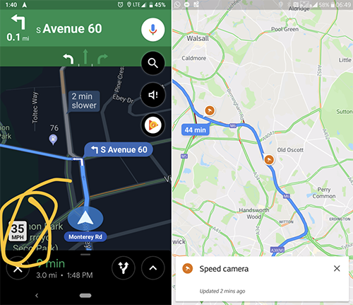Google Maps thêm tính năng cảnh báo điểm bắn tốc độ