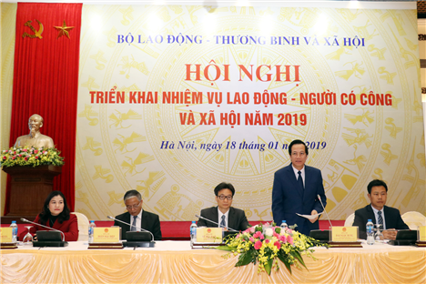 Bộ trưởng Bộ LĐ-TB&XH Đào Ngọc Dung phát biểu khai mạc hội nghị