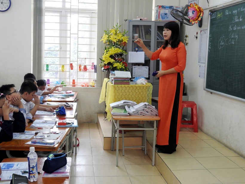 Một tiết dạy học tại lớp 4A5 Trường PTCS Nguyễn Đình Chiểu (Hà Nội) Ảnh: Đình Tuệ