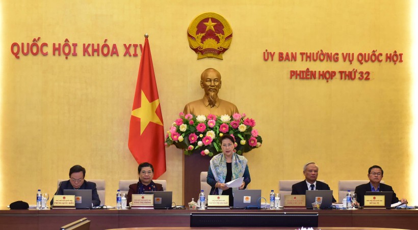 Chủ tịch Quốc hội Nguyễn Thị Kim Ngân phát biểu Khai mạc Phiên họp thứ 32 của UBTVQH. Ảnh: Quang Vũ