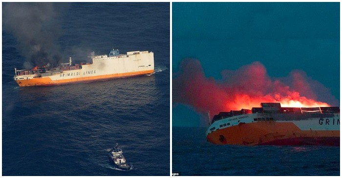 Hình ảnh chiếc tàu cháy kinh hoàng