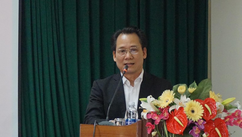 Ông Nguyễn Thanh Sơn, Phó Bí thư Đảng ủy Khối phát biểu tại Hội nghị