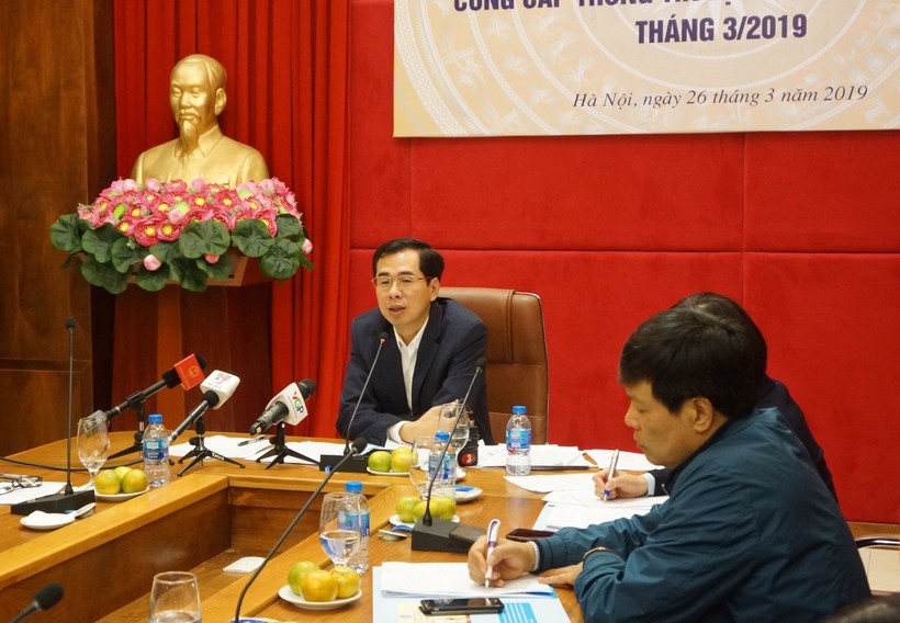 Phó Tổng Giám đốc BHXH Việt Nam - Đào Việt Ánh thông tin tại Hội nghị cung cấp thông tin định kỳ về BHXH, BHYT tháng 3/2019.
