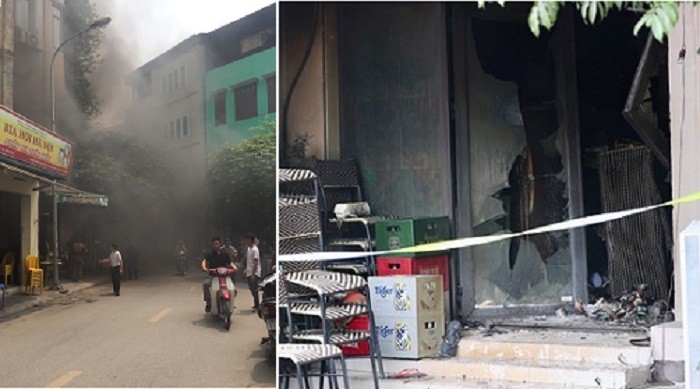 Cháy lớn quán cà phê karaoke trên phố Hà Nội, 2 người thương vong