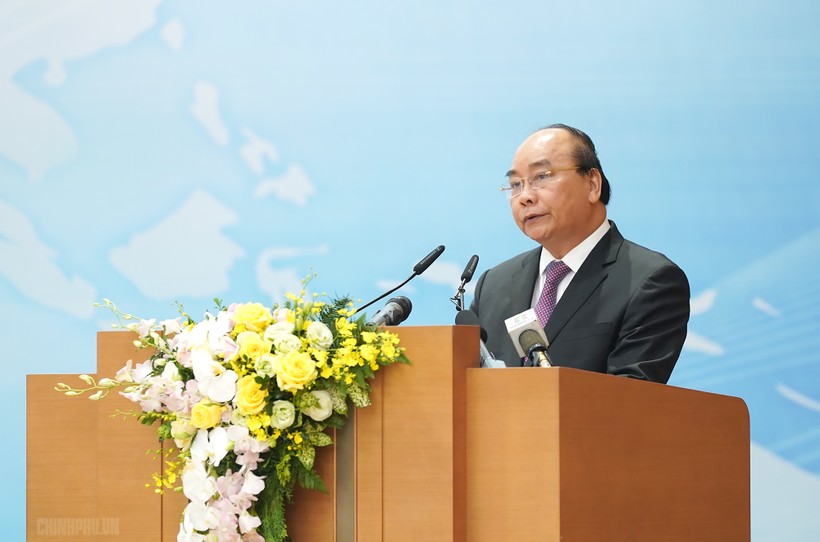 Thủ tướng Nguyễn Xuân Phúc phát biểu tại Hội nghị. Ảnh VGP