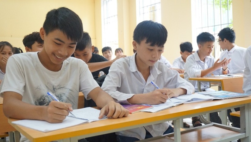 HS Trường THCS Đức Thượng, Hoài Đức, Hà Nội. Ảnh: Trịnh Huyền