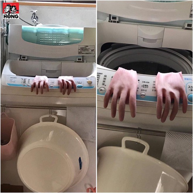 Sáng sớm vào nhà tắm, chồng rụng rời thấy "đôi tay lạ" thò ra từ máy giặt 