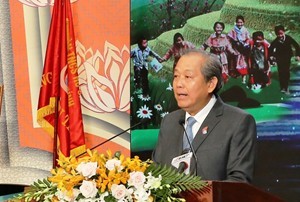 Phó Thủ tướng Thường trực Chính phủ Trương Hòa Bình phát biểu tại Lễ kỷ niệm. Ảnh VGP/Mạnh Hùng