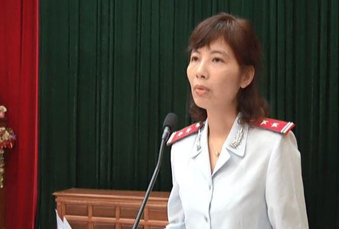 Bà Nguyễn Thị Kim Anh, Trường đoàn Thanh tra Bộ Xây dựng đang bị tạm giữ tại Công an Vĩnh Phúc