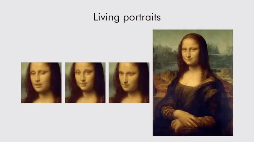 Nét mặt nàng Mona Lisa (3 hình bên trái) cực kỳ sống động, nhưng vẫn mang nét đặc trưng của các nhân vật được lấy làm hình mẫu