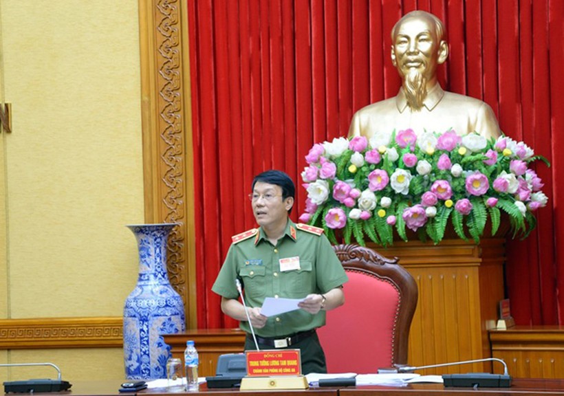 Trung tướng Lương Tam Quang - Chánh Văn phòng Bộ Công an phát biểu