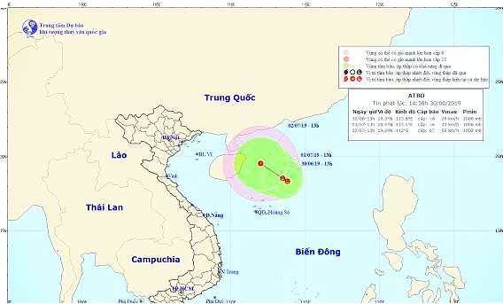 Vùng áp thấp được cảnh báo có khả năng mạnh lên thành áp thấp nhiệt đới hướng vào đất liền Việt Nam - Ảnh: Trung tâm Dự báo khí tượng thủy văn quốc gia.