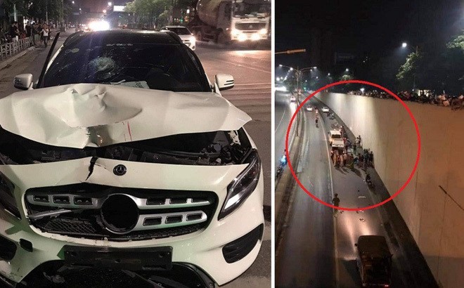 Hiện trường vụ tài xế Mercedes say rượu tông 2 phụ nữ tử vong trong hầm đường bộ Kim Liên, Hà Nội.