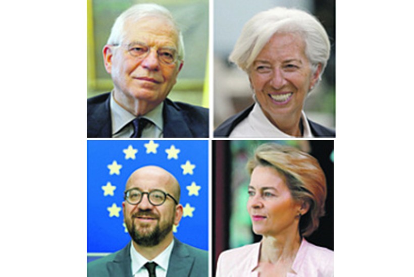 Từ trái qua phải: Josep Borell, Christine Lagarde, Charles Michel và Ursula von der Lyayen là những gương mặt mới của chính trị châu Âu.	Ảnh: Reuters