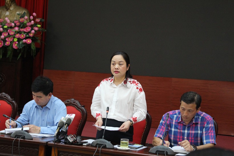 Phó Giám đốc Sở VH-TT Hà Nội Bùi Thị Thu Hiền thông tin tại buổi giao ban báo chí