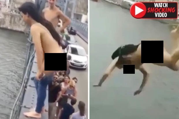 Video: Cô gái liều mạng nhảy từ cầu cao 45m xuống nước