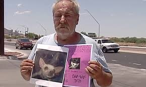 Ông Collins ôm hai ảnh chú chó đi tìm gần 3 tháng nay. Ảnh: Nypost.