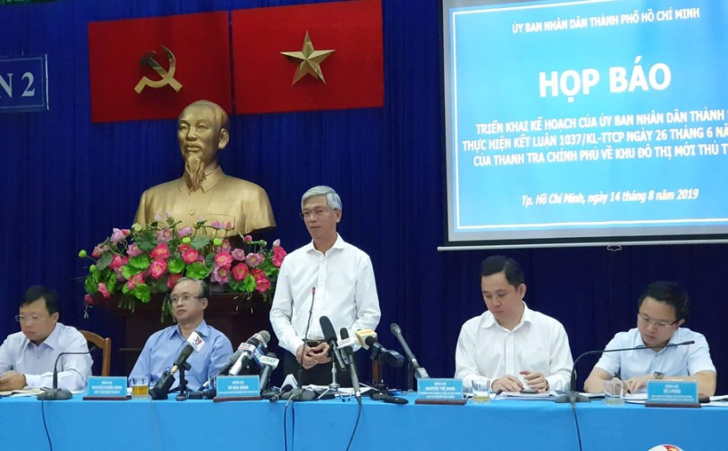 Ông Võ Văn Hoan, Phó Chủ tịch UBND TPHCM thông tin tới báo chí về chính sách đối với các hộ dân Thủ Thiêm