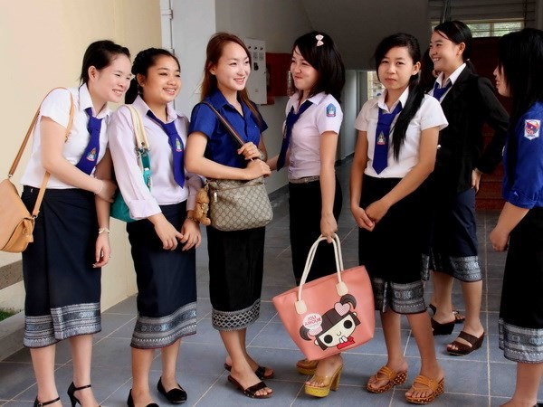Sinh viên khoa Tiếng Việt, Đại học Quốc gia Lào. Ảnh: Vietnam+
