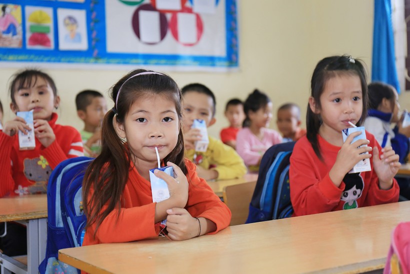 Chương trình Sữa học đường được triển khai tại Nghệ An trong những năm học trước. Ảnh: IT